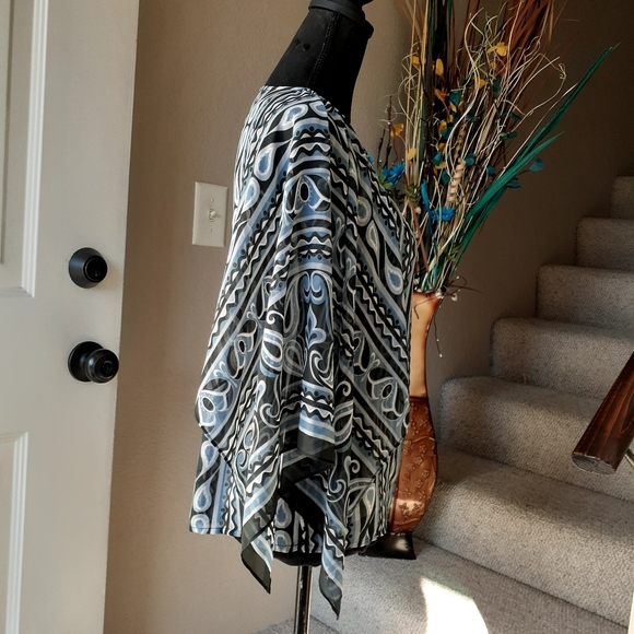 BOB MACKIE Batwing Kimono Caftan Sheer Print Tunic - Picture 5 of 6